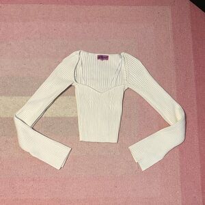 Edikted White Ribbed Crop Top